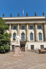 Fototapeta na wymiar Statue in front of university in Berlin, Germany.