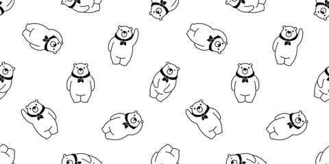 Bear seamless pattern vector polar Bear cartoon scarf isolated tile background repeat wallpaper illustration
