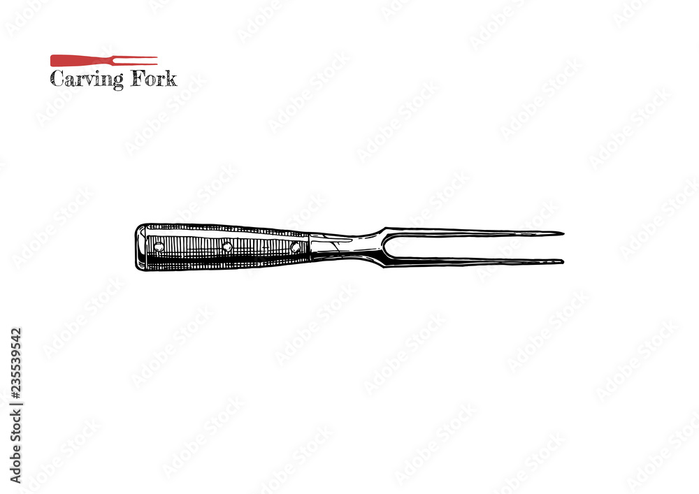 Wall mural illustration of carving fork