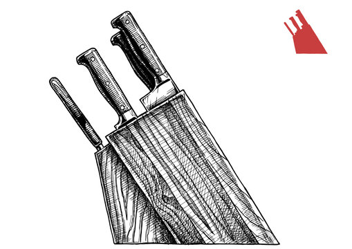 illustration of knife block