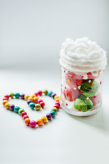 Beautiful heart of beads and pasta. Valentine's day concept.