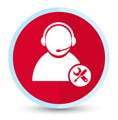 Tech support icon flat prime red round button