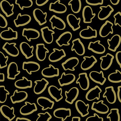 Seamless Christmas pattern with mittens. Vector illustration with varicolored christmas mitten on black background.