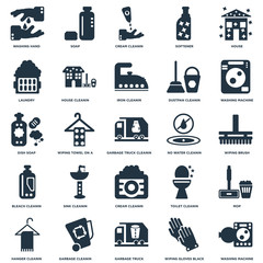Elements Such As Wiping brush, Garbage truck, cleanin, Dish soap, truck cleanin icon vector illustration on white background. Universal 25 icons set.
