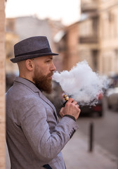 stylish bearded man in bloop wipe habit