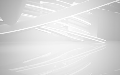 Abstract smooth white interior of the future. Architectural background. 3D illustration and rendering 
