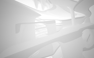 Abstract smooth white interior of the future. Architectural background. 3D illustration and rendering 