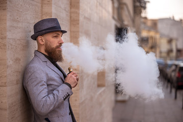 stylish bearded man in bloop wipe habit