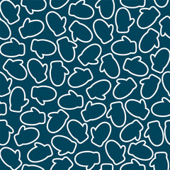 Fototapeta premium Seamless Christmas pattern with mittens. Vector illustration with varicolored christmas mitten on black background.