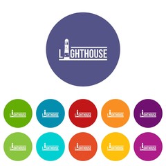 Lighthouse icons color set vector for any web design on white background