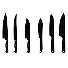 Vector illustration meat cutting knives set. Set of butcher meat knives for butcher shop and design butcher themes.