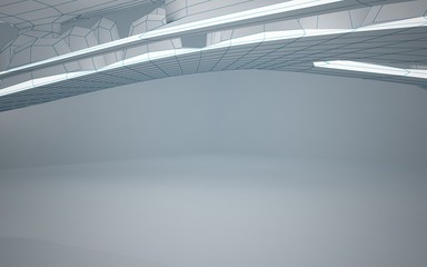 Obraz premium Abstract white interior highlights future. Polygon drawing. Architectural background. 3D illustration and rendering