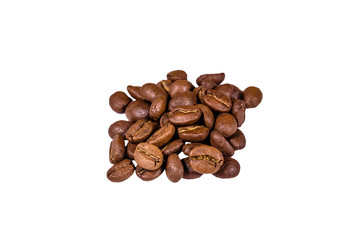 Pile of the coffee beans isolated on a white background