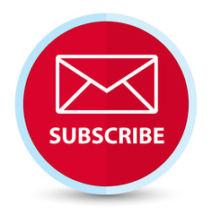Subscribe (email icon) flat prime red round button