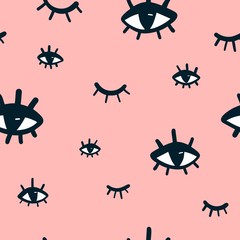 Seamless pattern with hand drawing eyes. Pattern for printing on textiles, Wallpaper and other.