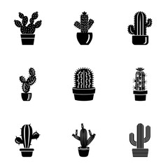 Prickly pear icons set. Simple set of 9 prickly pear vector icons for web isolated on white background