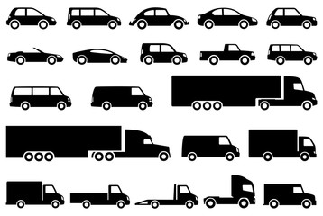 Different cars icons. Vector