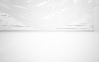 Abstract white interior highlights future. Architectural background. 3D illustration and rendering