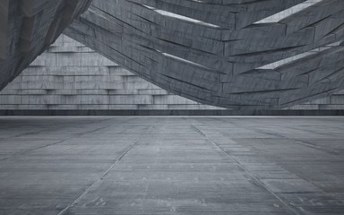 Abstract interior of  concrete. Architectural background. 3D illustration and rendering 