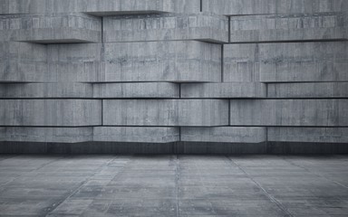 Abstract interior of  concrete. Architectural background. 3D illustration and rendering 