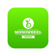 Urban mono wheel icon green vector isolated on white background