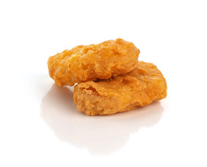 Fried chicken nuggets isolated on white background