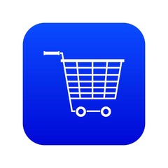 Empty supermarket cart with plastic handles icon digital blue for any design isolated on white vector illustration