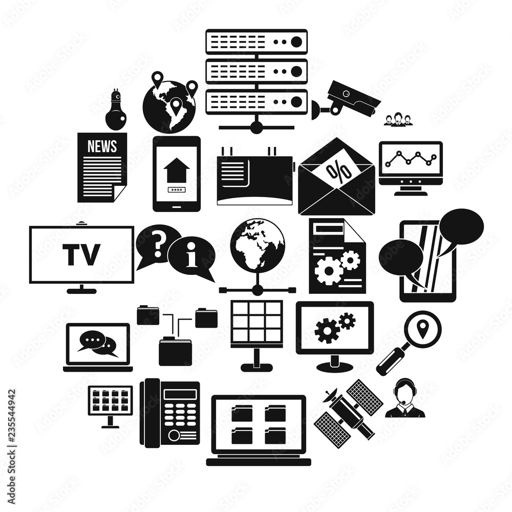 Poster sending data icons set. simple set of 25 sending data vector icons for web isolated on white backgro