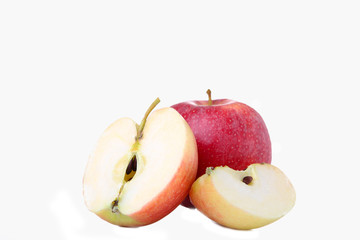 Fresh red apples isolated on white background.