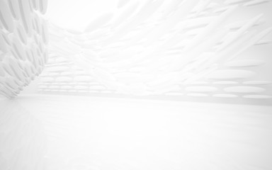 Abstract smooth white interior of the future. Architectural background. 3D illustration and rendering 