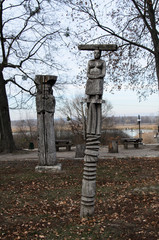 Wooden sculpture in the park