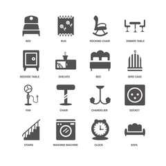 Sofa, Bird cage, Bed, Stairs, Socket, Bedside table, Fan, Clock,