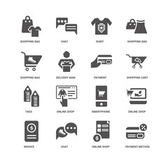 Payment method, Delivery man, Shopping bag, Chat, Online shop, S