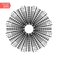 Linear drawing of radial sun rays in vintage style isolated on white background. Hand drawn black linear sun rays for web design elements, retro, classic and hipster logos, vector illustration eps10.