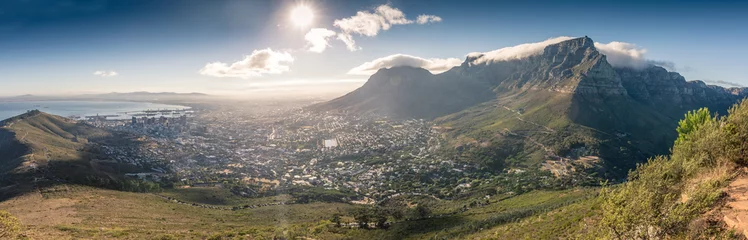 Deurstickers Downtown Kapstadt vom Tafelberg aus gesehen © Benjamin ['O°] Zweig