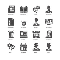 Police, Television, Waiter, Vote, Checking, Newspaper, Candidate