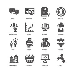 Call, Support, Resume, Skyscraper, Puzzle, Chat, Partnership, Id