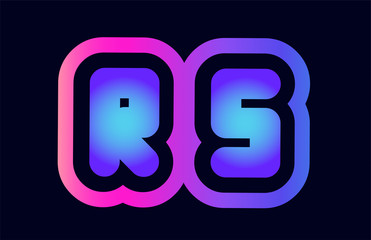rs r s pink blue gradient alphabet letter logo combination icon design