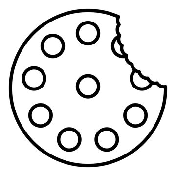 Bite sugar cookie icon. Outline bite sugar cookie vector icon for web design isolated on white background
