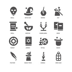 Bird cage, Book, Candelabra, Feather, Magic, Skull, Spell, Targe