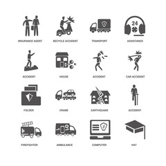 Hat, House, Insurance agent, becycle accident, Accident, Earthqu