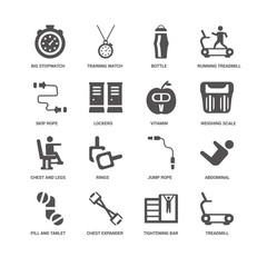 Treadmill, Lockers, Big Stopwatch, Training Watch, Abdominal Exe