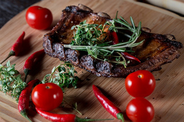 grilled meat with vegetables