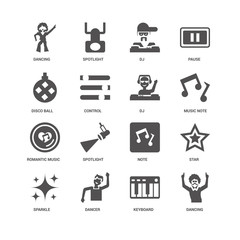 Dancing, Music note, DJ, Sparkle, Star, Disco ball, Romantic mus