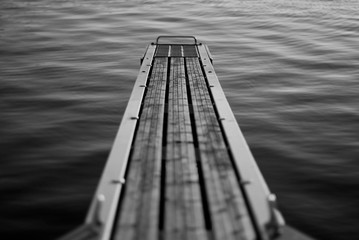 Floating pier on calm water