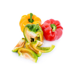 sweet pepper slices isolated on white background
