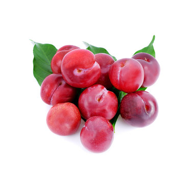 Red Plum Isolated On White Background