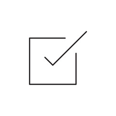 Check Mark in square sign icon. Outline icon on white background. Check Mark in square sign Silhouette. Web site, page and mobile app design vector element.