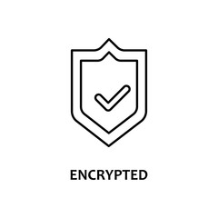 encrypted icon with name. Element of crypto currency for mobile concept and web apps. Thin line encrypted icon can be used for web and mobile