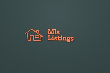 3D illustration of Mls Listings, orange color and orange text with dark grey background.